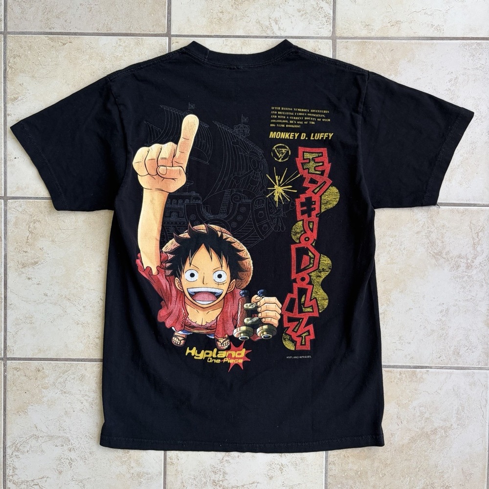 Hypland One Piece T Shirt Mens Large Black Graphic Anime Print Luffy USA Made